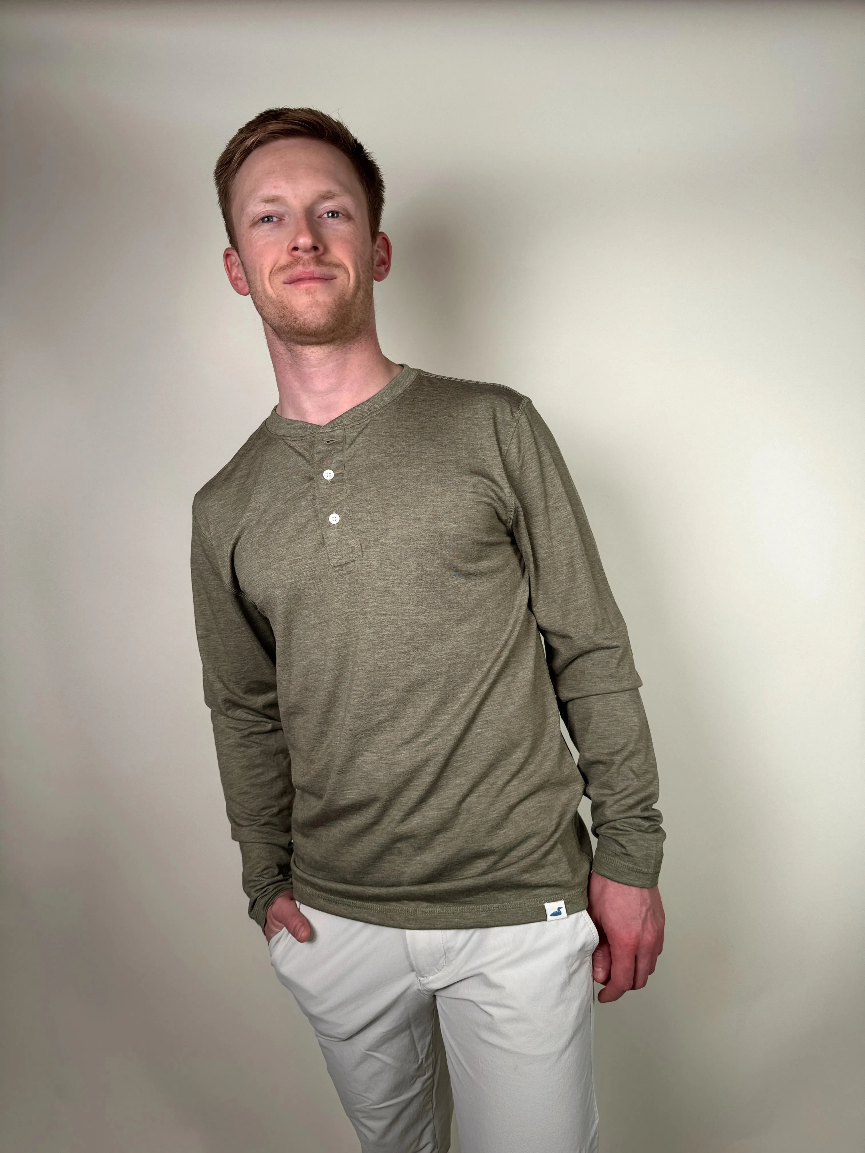 Men's Ecobreeze Henley Long Sleeve - Heather Sage