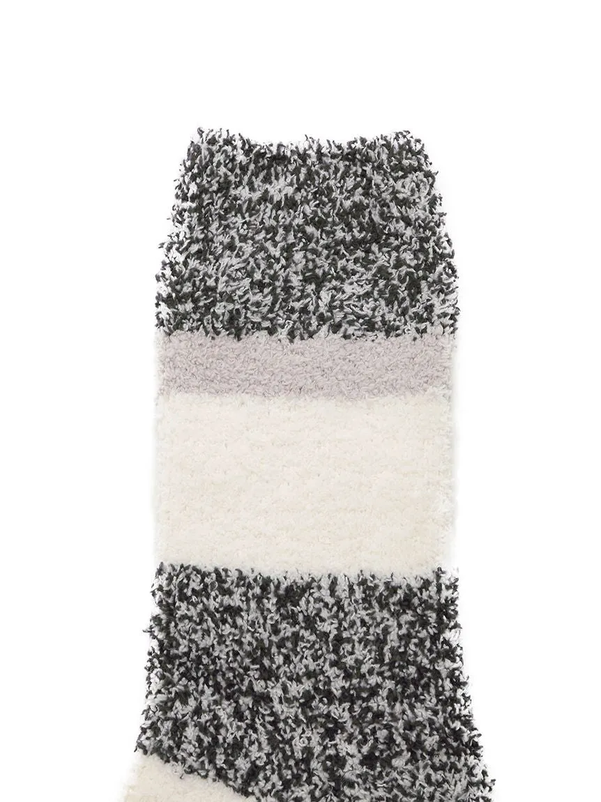 Mens Powder Melange Striped Fuzzy Socks