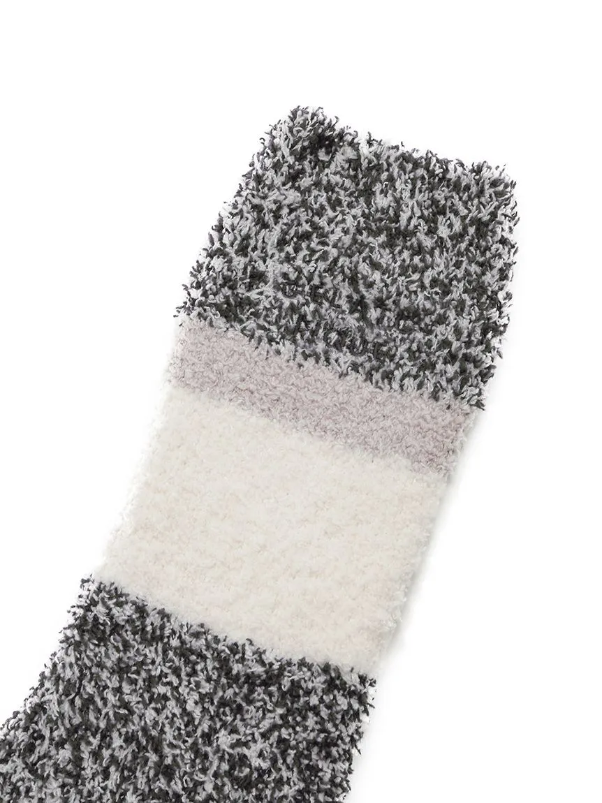 Mens Powder Melange Striped Fuzzy Socks