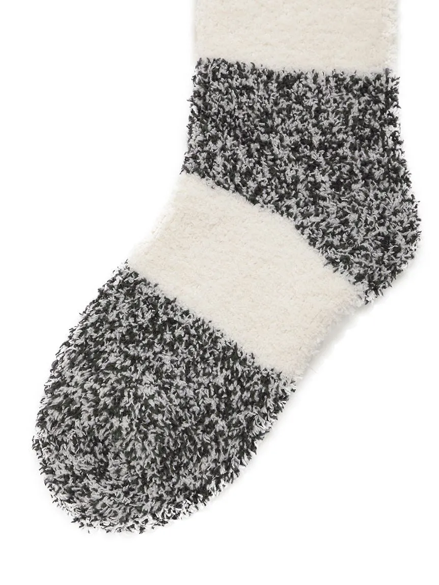 Mens Powder Melange Striped Fuzzy Socks