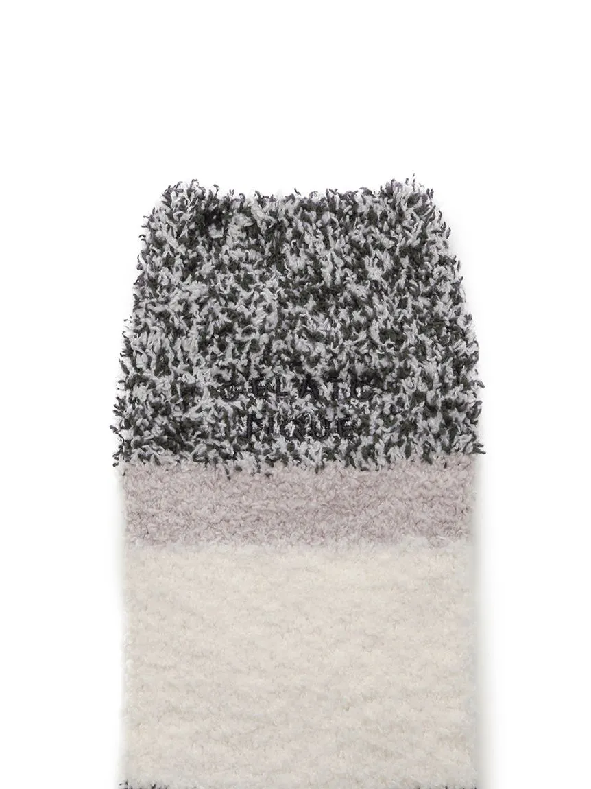 Mens Powder Melange Striped Fuzzy Socks