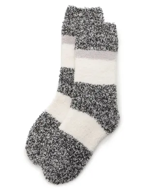 Mens Powder Melange Striped Fuzzy Socks