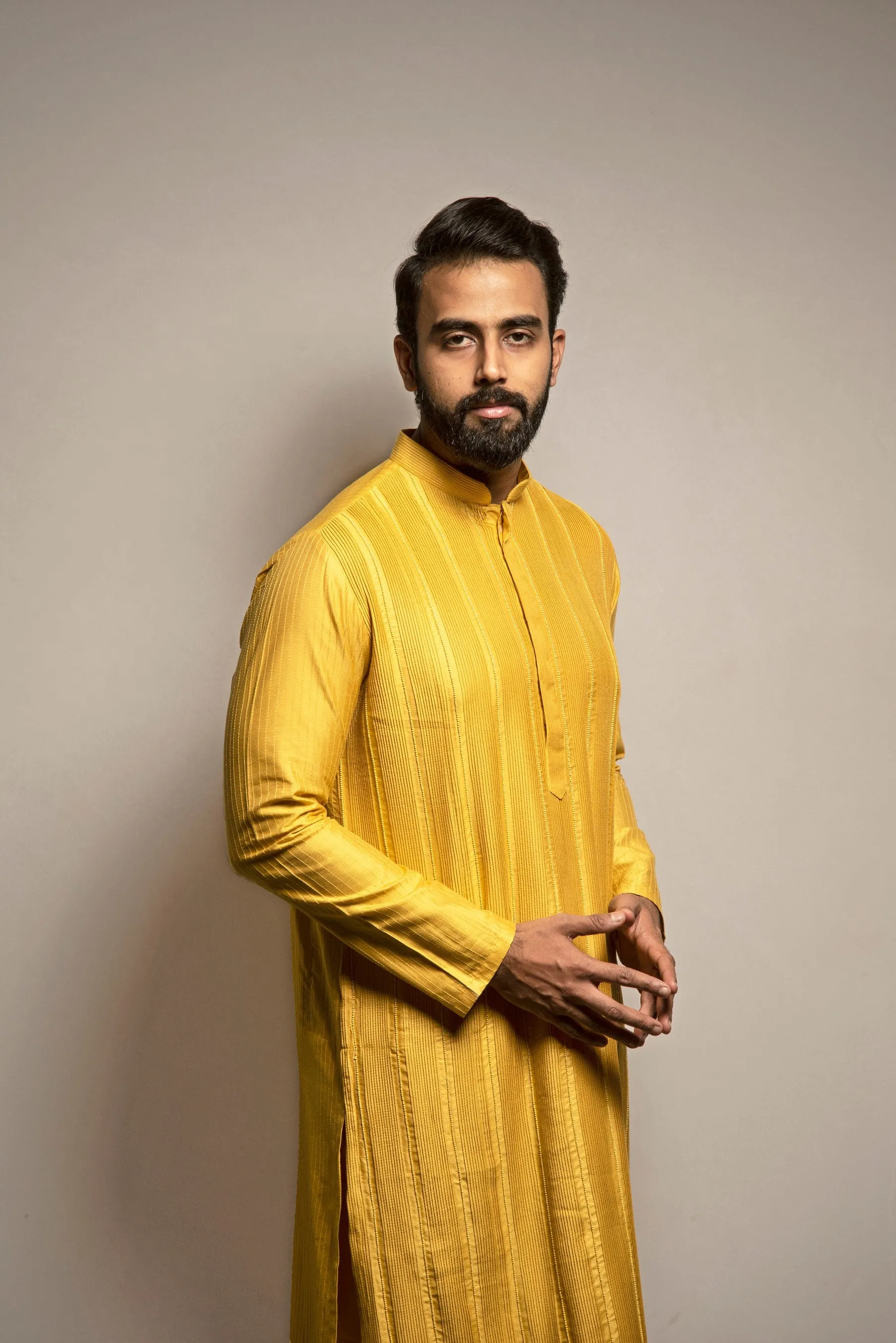 Mustard Pintuck Kurta Set