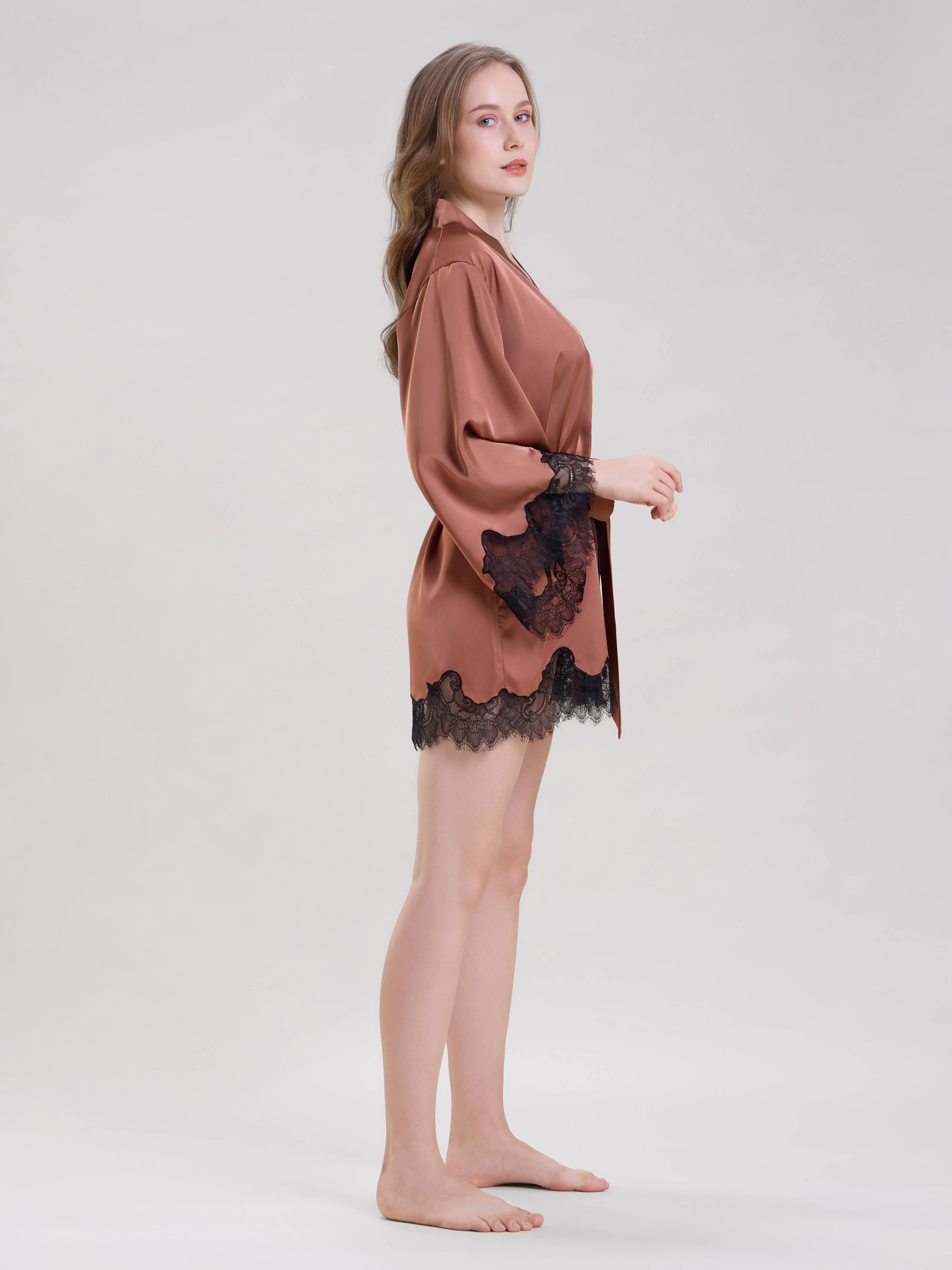 Mysthelle BRONZE ROBE WITH LACE SLEEVES