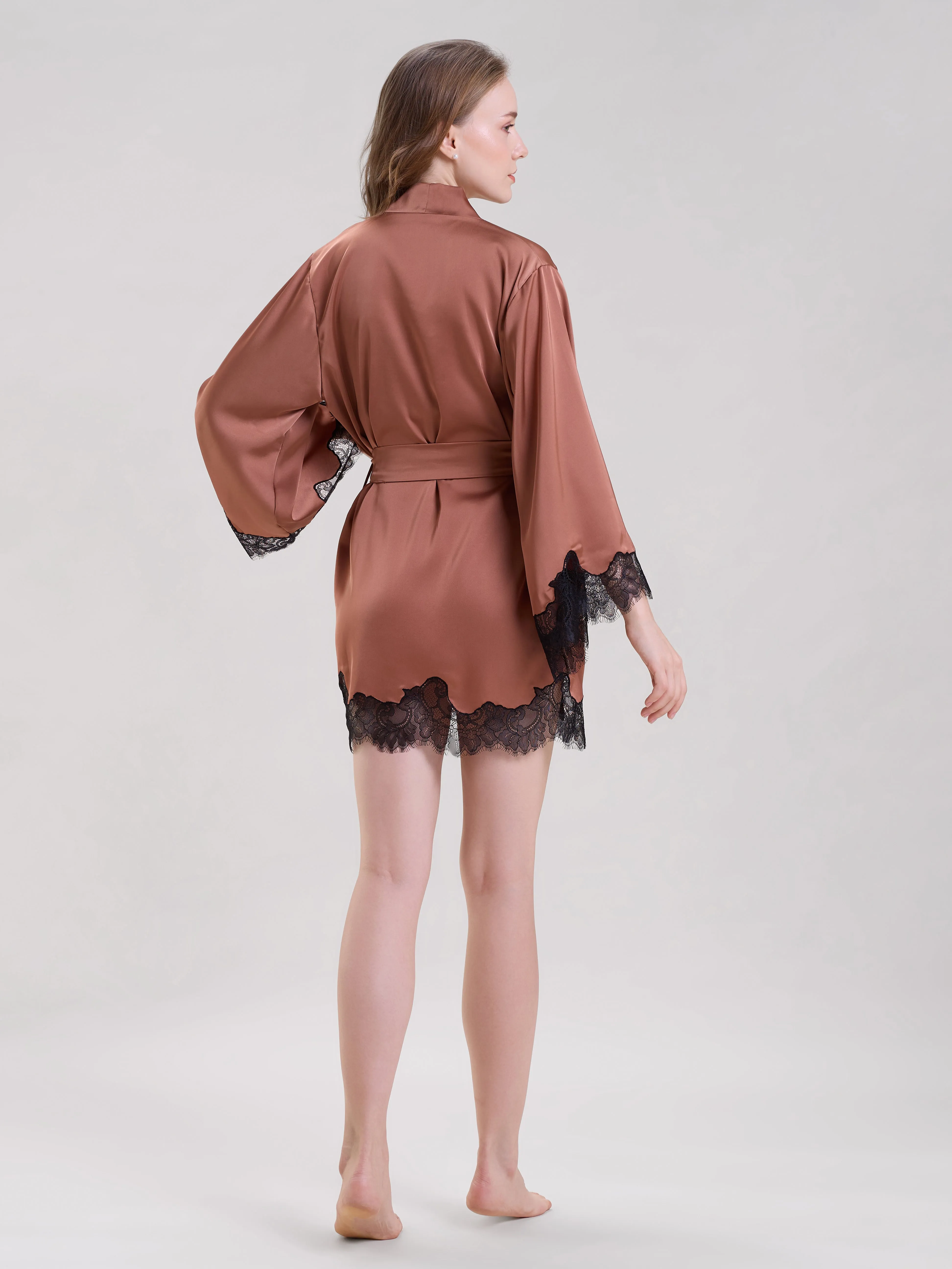 Mysthelle BRONZE ROBE WITH LACE SLEEVES