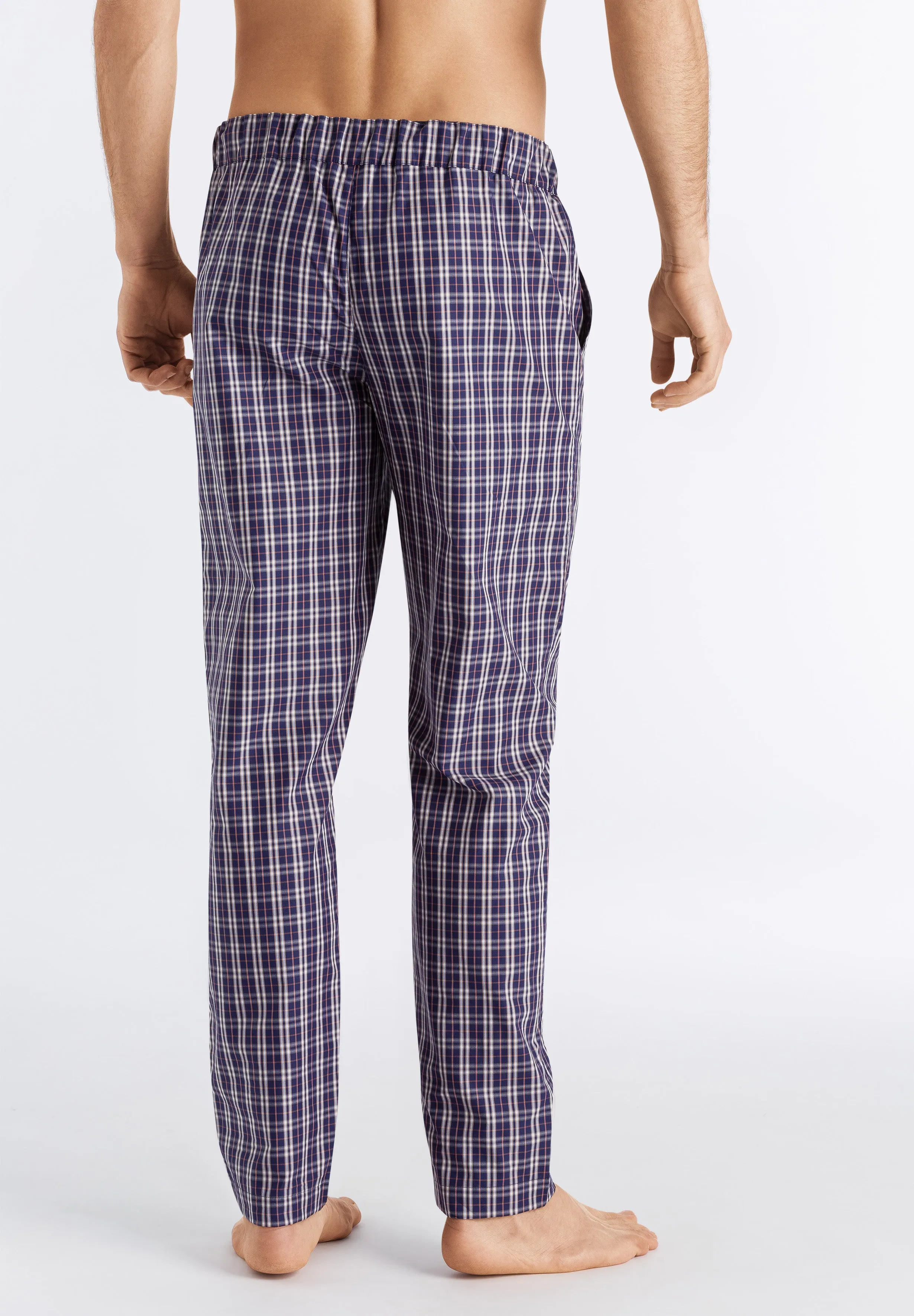 Night And Day Cotton Woven Drawstring Pants | Orange Blue Check 75436-2075