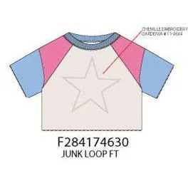 Paper Flower Chenille Star Embroidery Color Block Shirt