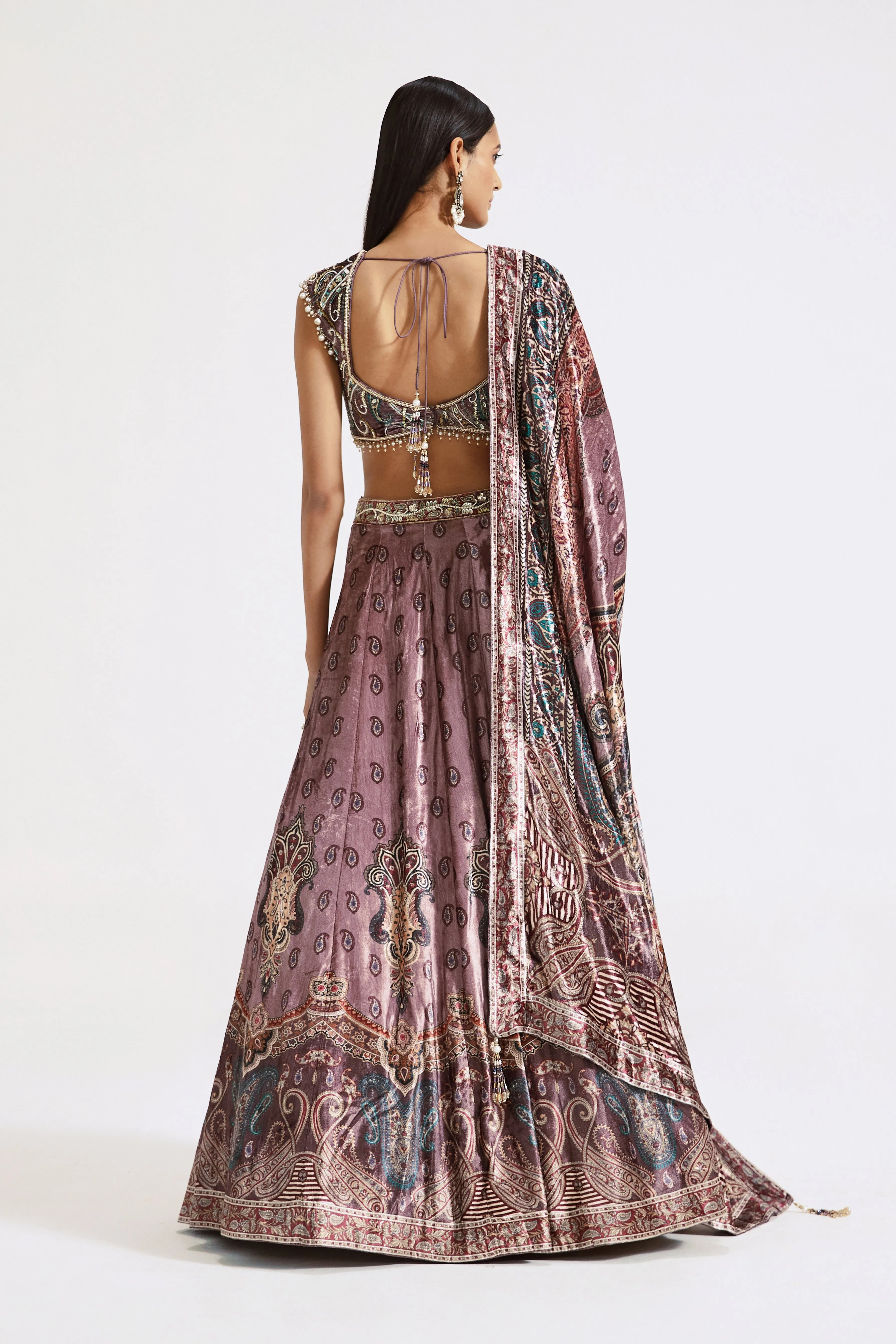 Pink Velvet Lehenga Set