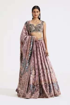 Pink Velvet Lehenga Set