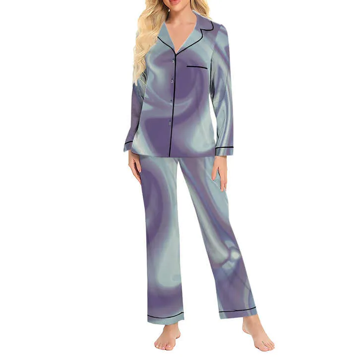 Print on Demand 3D Printing Women's-طقم بيجامات حرير