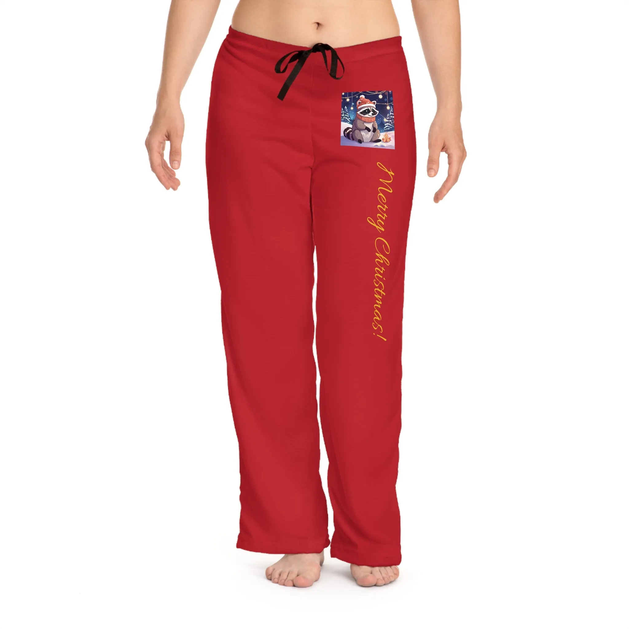 Raccoon Christmas Pajama Pants - 'Merry Christmas!' Holiday Lounge Wear