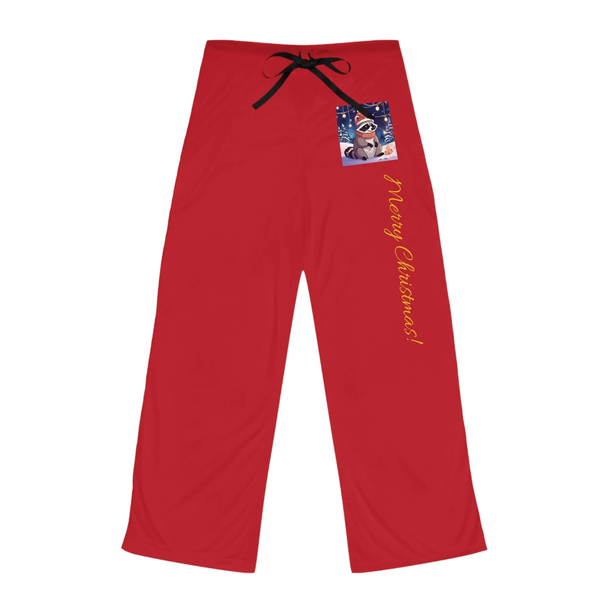 Raccoon Christmas Pajama Pants - 'Merry Christmas!' Holiday Lounge Wear