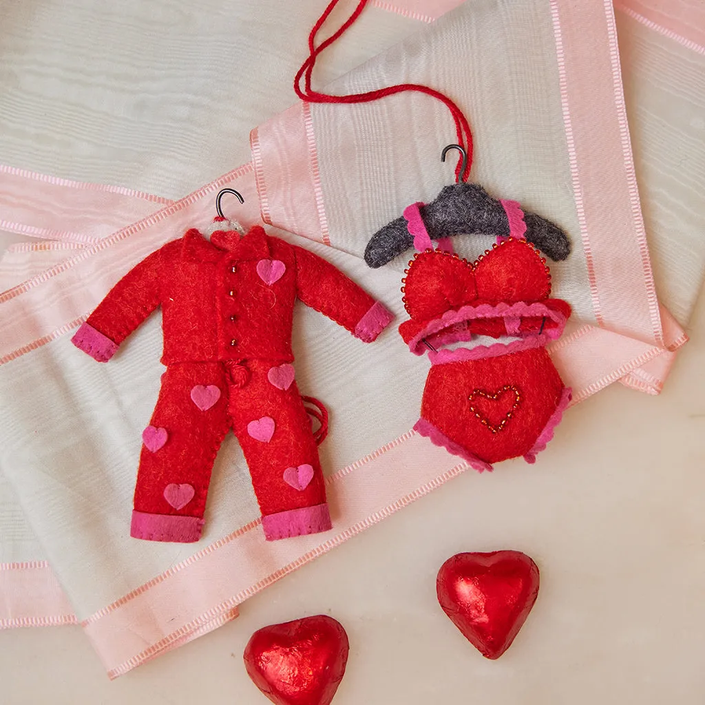 Red Heart Pajamas Ornament