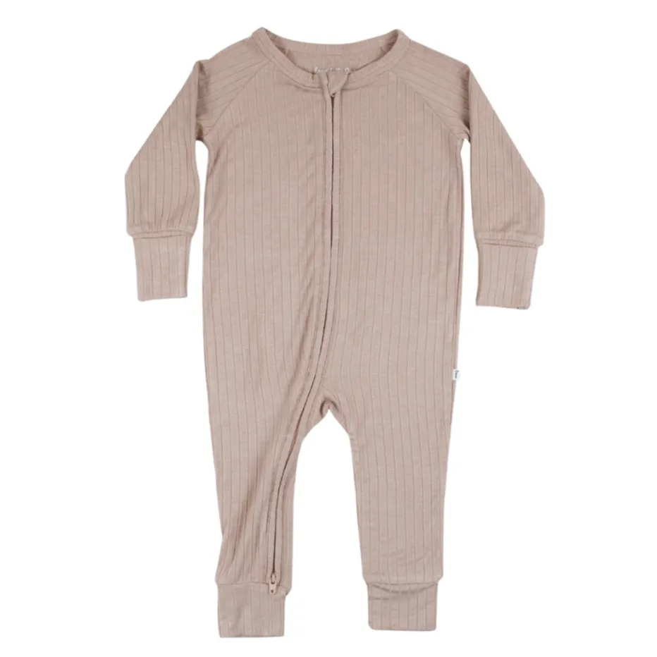 Rosewood Ribbed Zip Romper