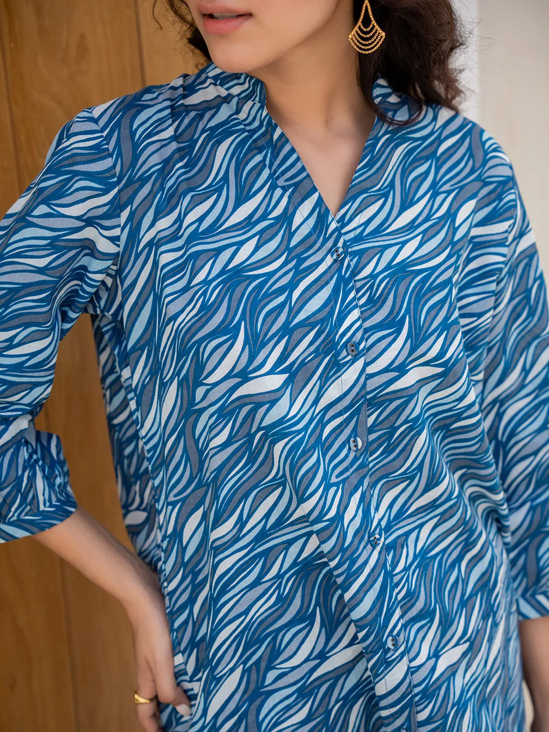 Sapphire Blue Back Pleated Lounge Wear