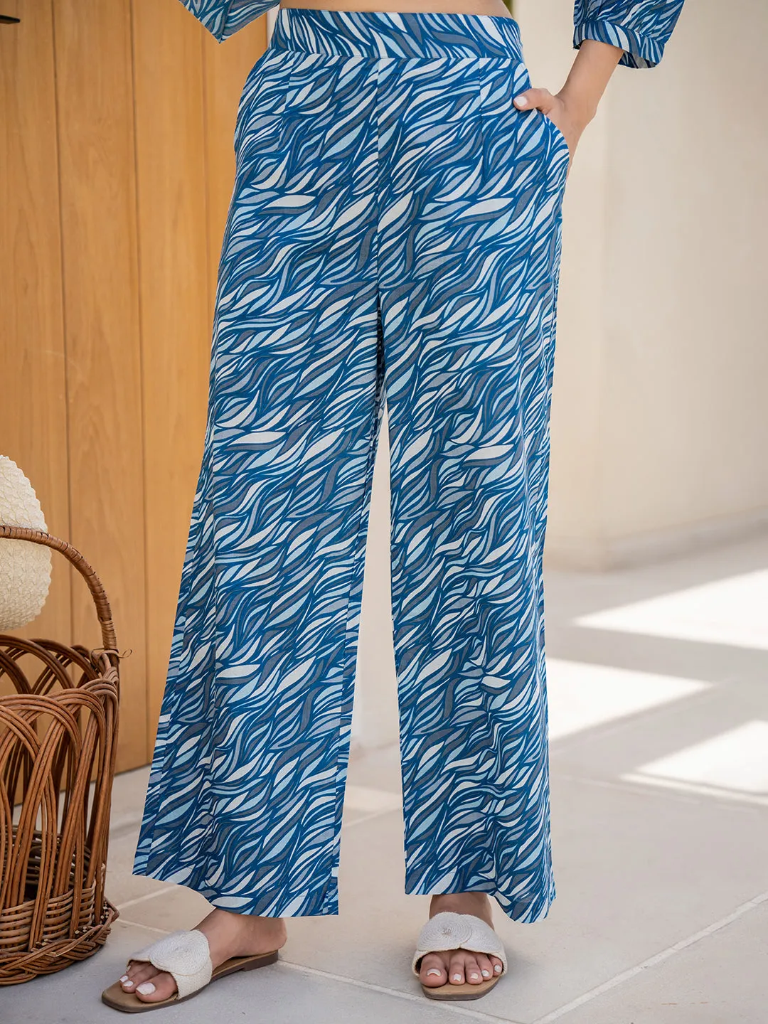 Sapphire Blue Back Pleated Lounge Wear