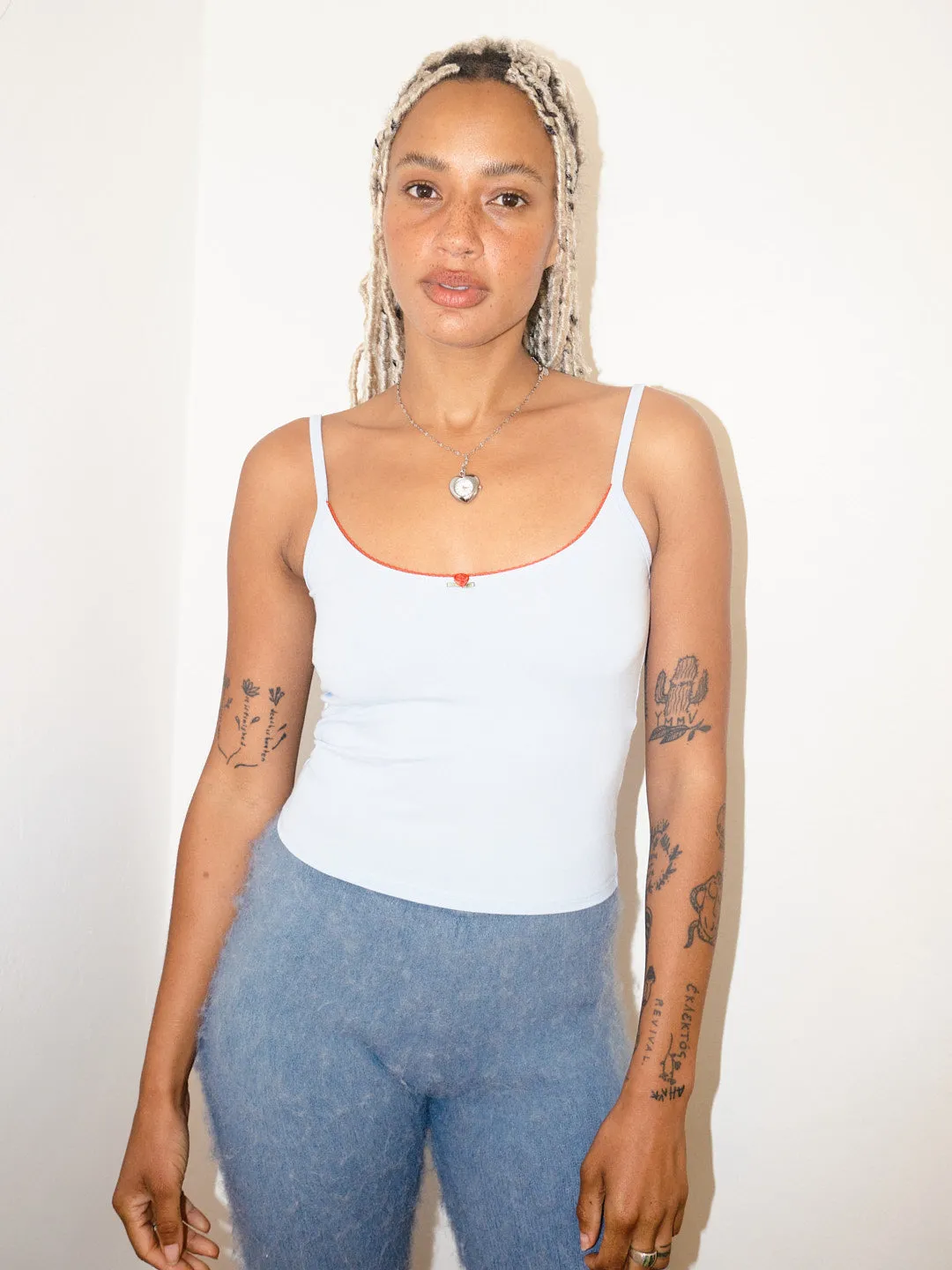 Scoop Back Cami - Baby Blue/Cherry