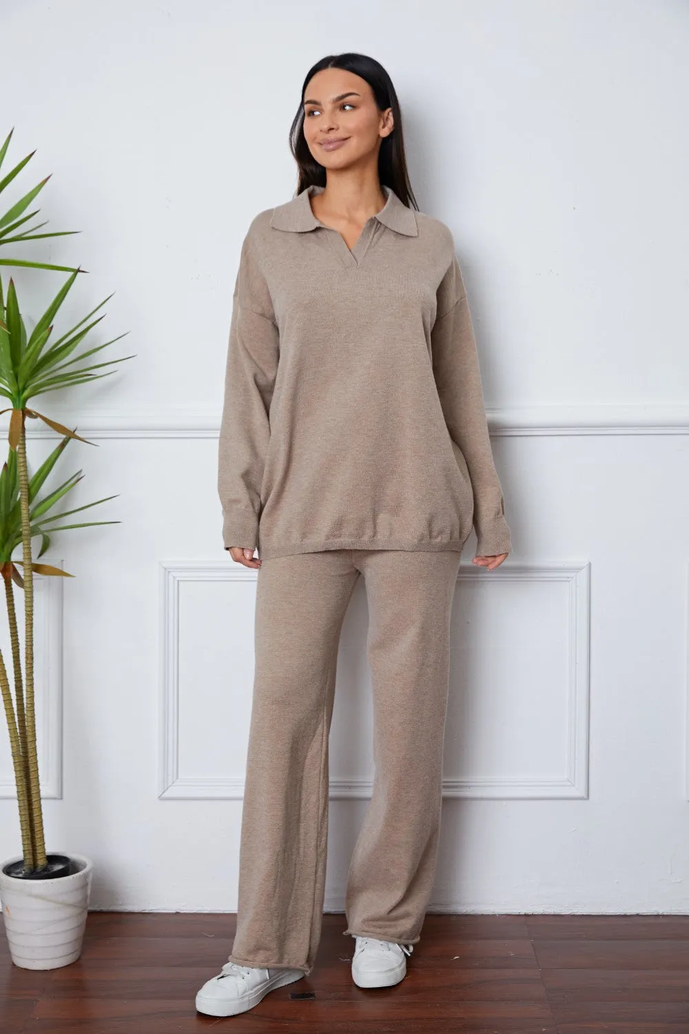 Soulful Dropped Shoulder Sweater and Long Pants Set