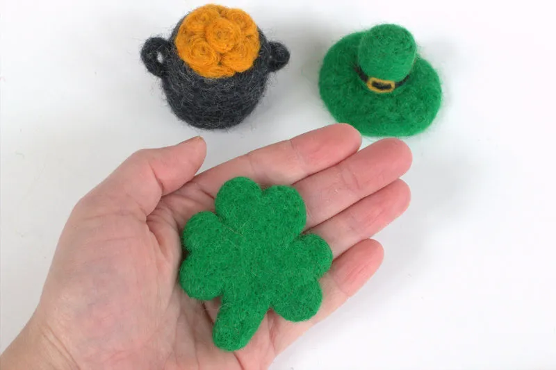 St. Patrick's Day Ornaments- SET OF 3- Shamrock, Pot of Gold, Leprechaun Hat