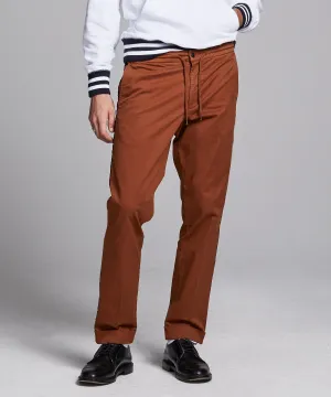 Stretch Drawstring Twill Jogger in Chestnut