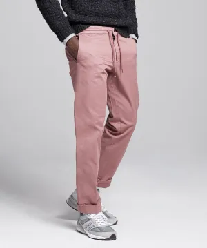 Stretch Drawstring Twill Jogger in Mauve