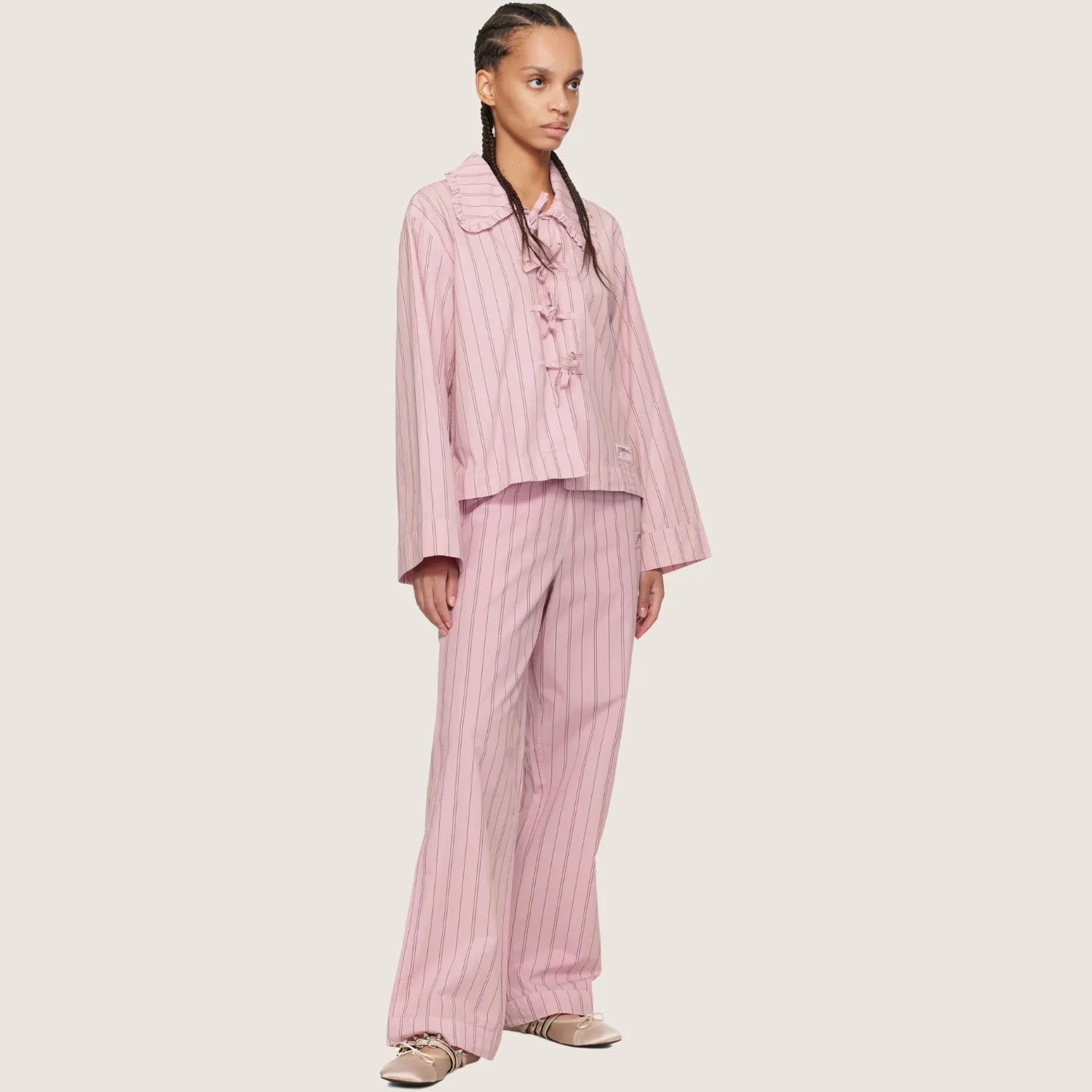 Stripe Cotton Pyjamas Shirt (Lilac Sachet)