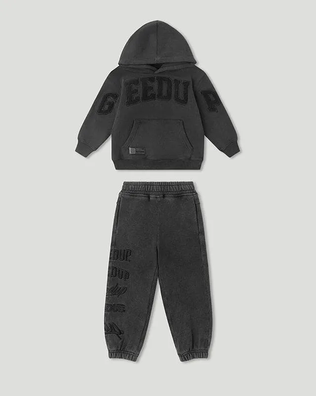 Team Logo Tracksuit Kids Vintage Washed Black