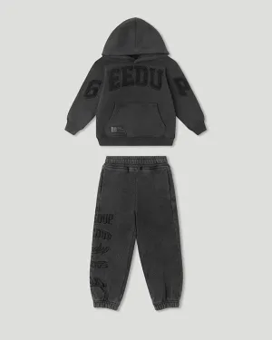 Team Logo Tracksuit Kids Vintage Washed Black