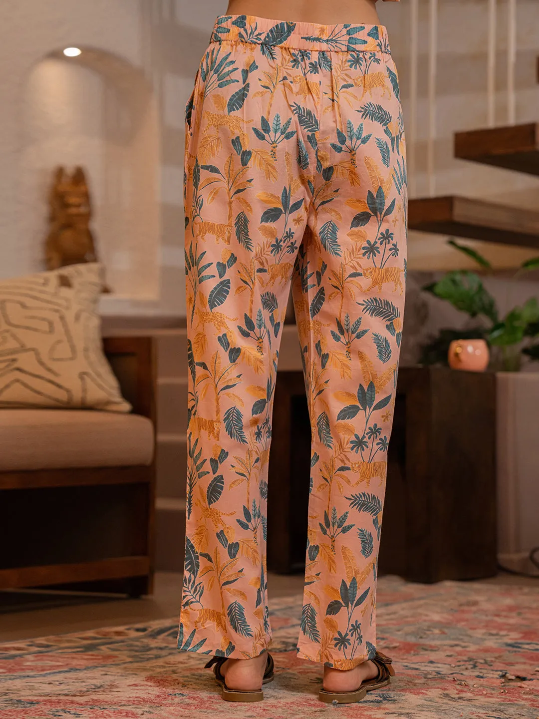 Tropical Coral Haze Lace Long Co-Ord Set