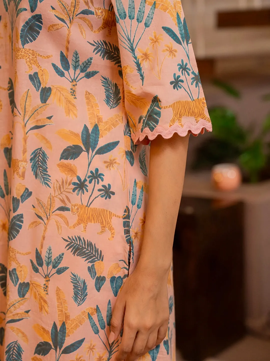 Tropical Coral Haze Lace Long Co-Ord Set