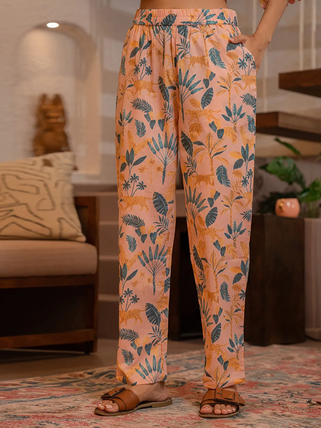 Tropical Coral Haze Lace Long Co-Ord Set