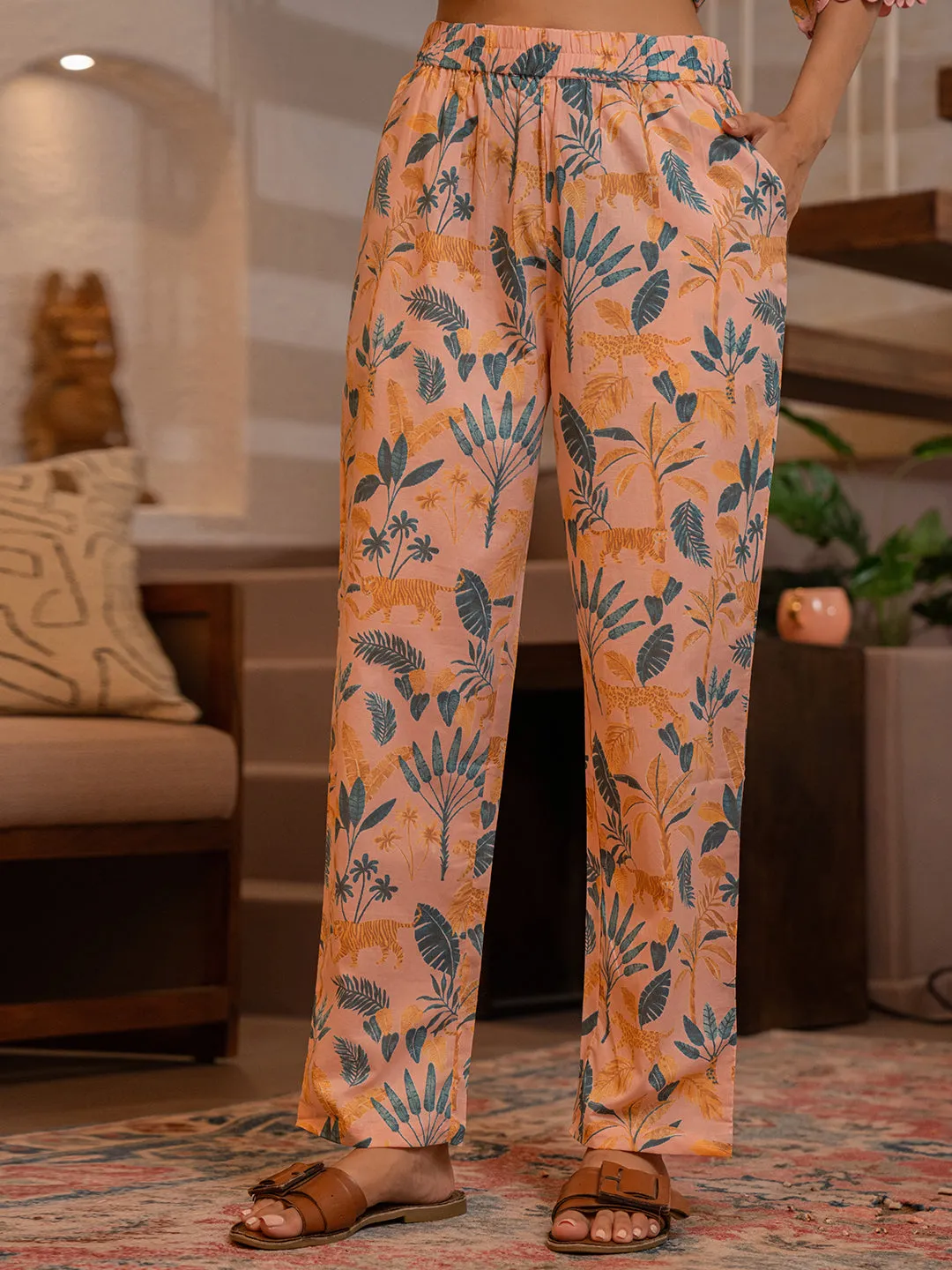 Tropical Coral Haze Lace Long Co-Ord Set