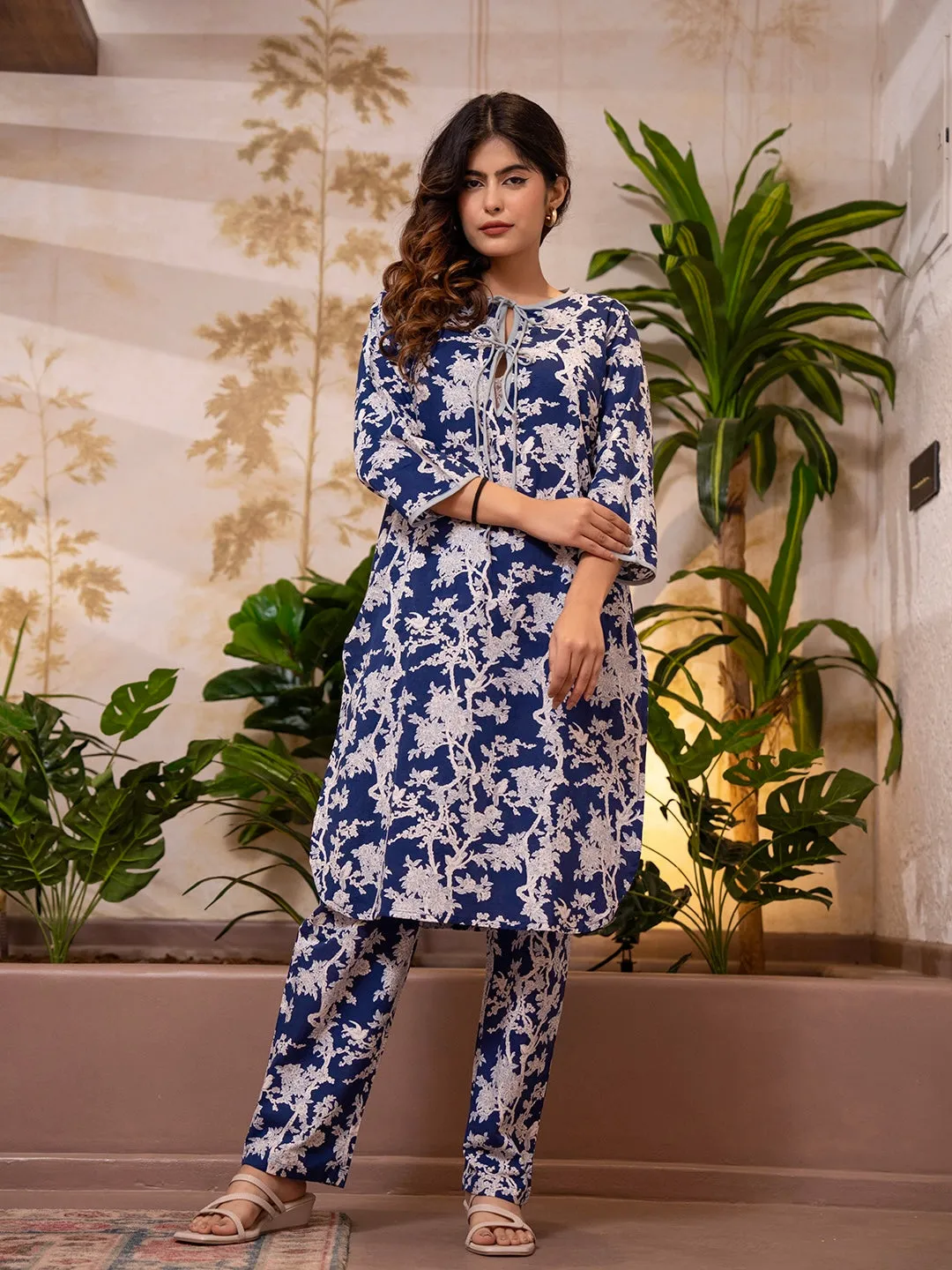 Tropical Indigo Petal Whisper Dori Tie Co-Ord Set