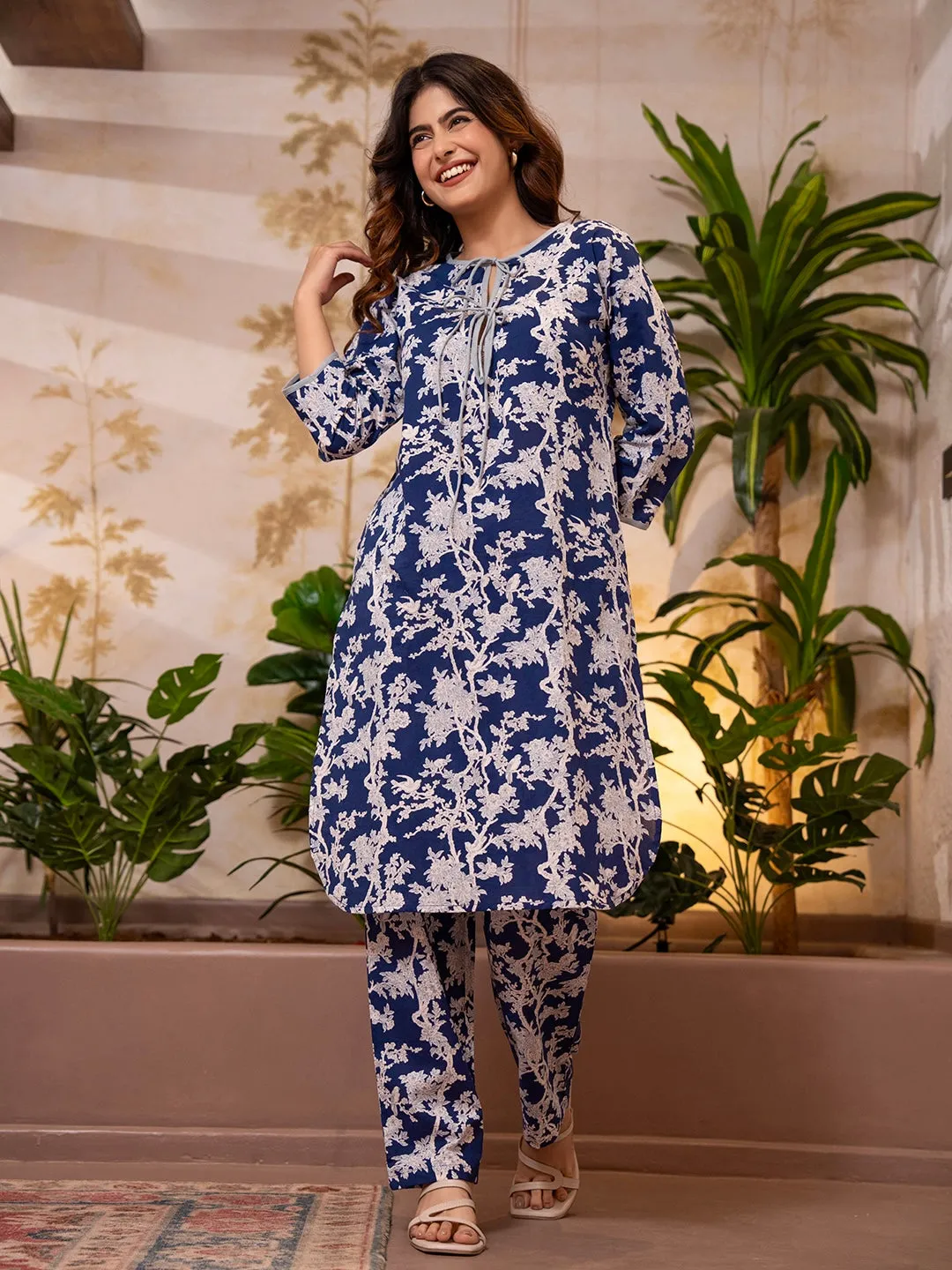 Tropical Indigo Petal Whisper Dori Tie Co-Ord Set