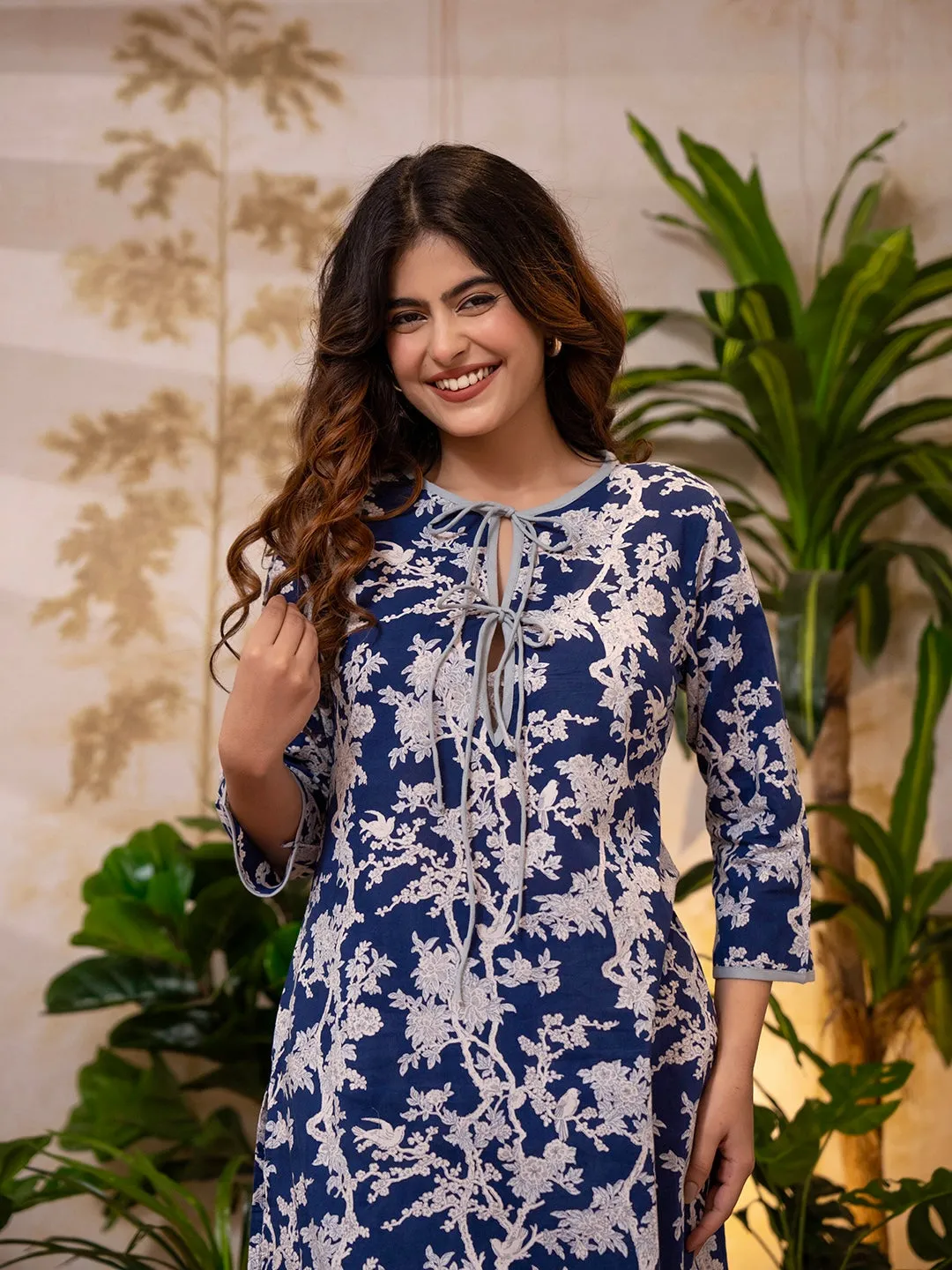 Tropical Indigo Petal Whisper Dori Tie Co-Ord Set