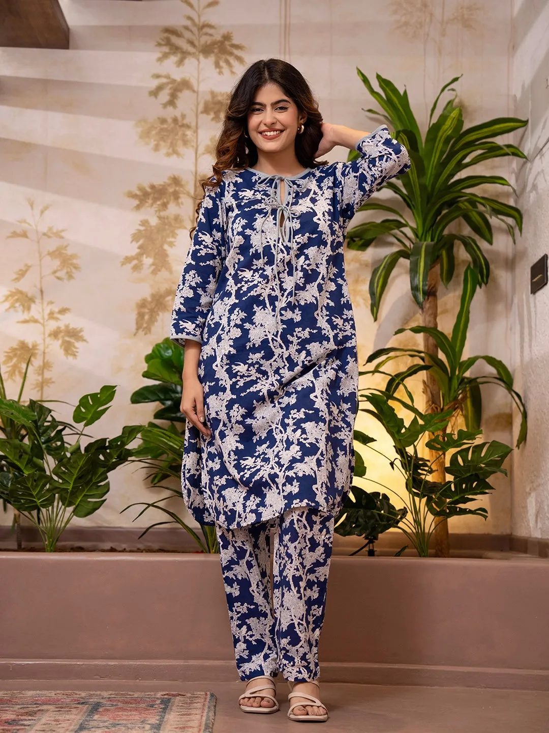 Tropical Indigo Petal Whisper Dori Tie Co-Ord Set