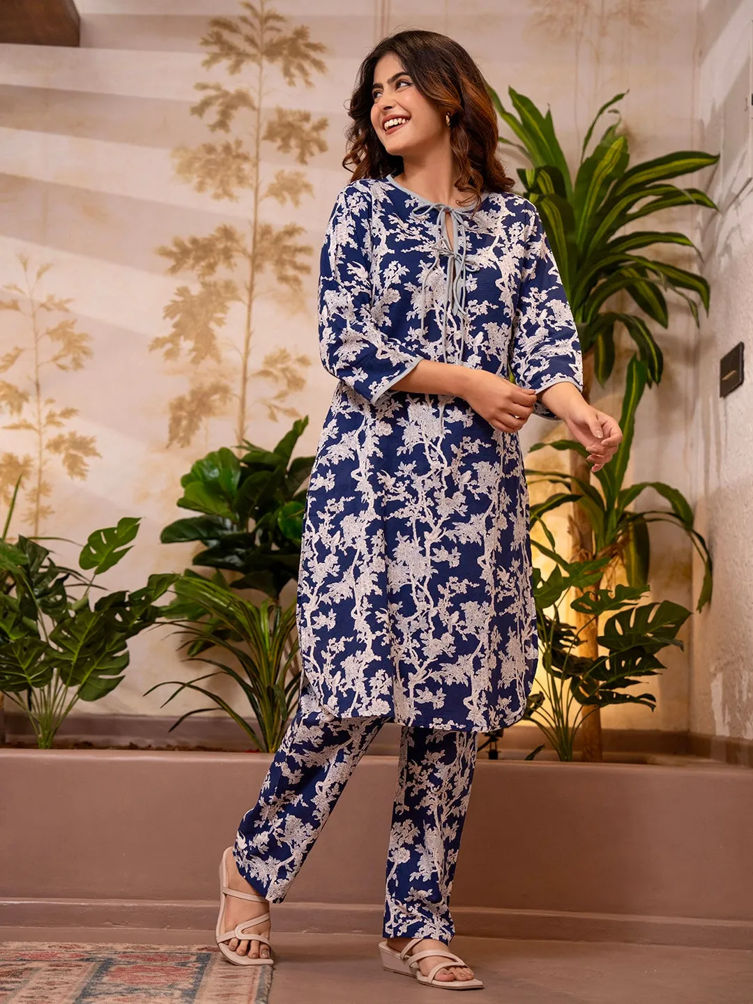 Tropical Indigo Petal Whisper Dori Tie Co-Ord Set
