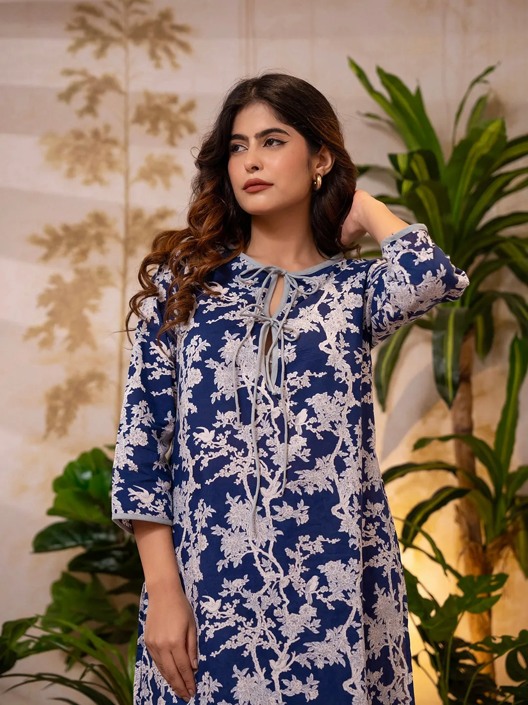 Tropical Indigo Petal Whisper Dori Tie Co-Ord Set