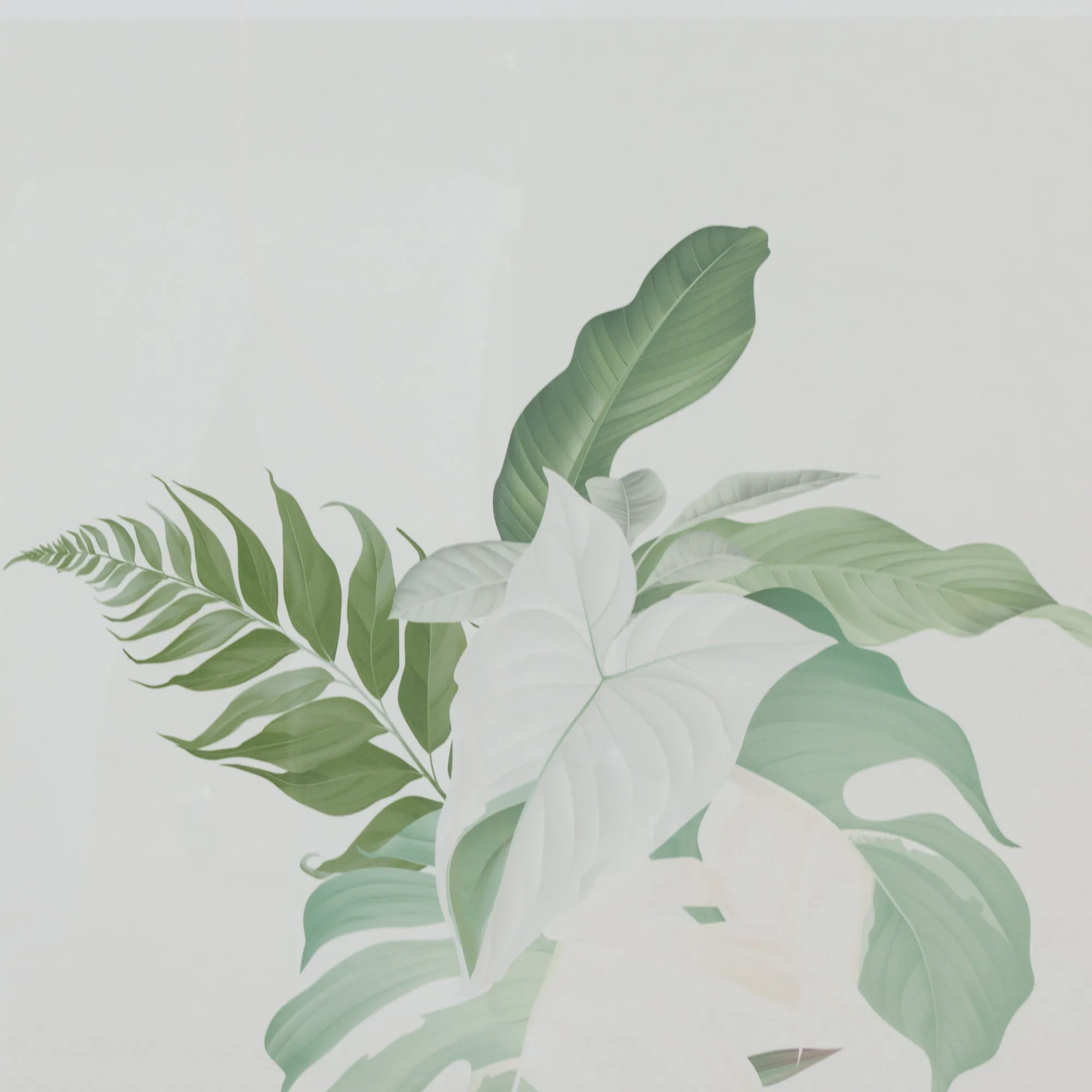 Tropical Leaf Print Set - Green/White - 2pc