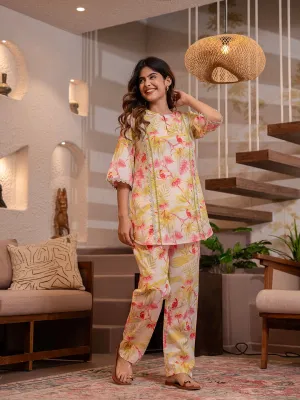 Tropical Pearl Garden Bloom Round Collar Co-Ord Set