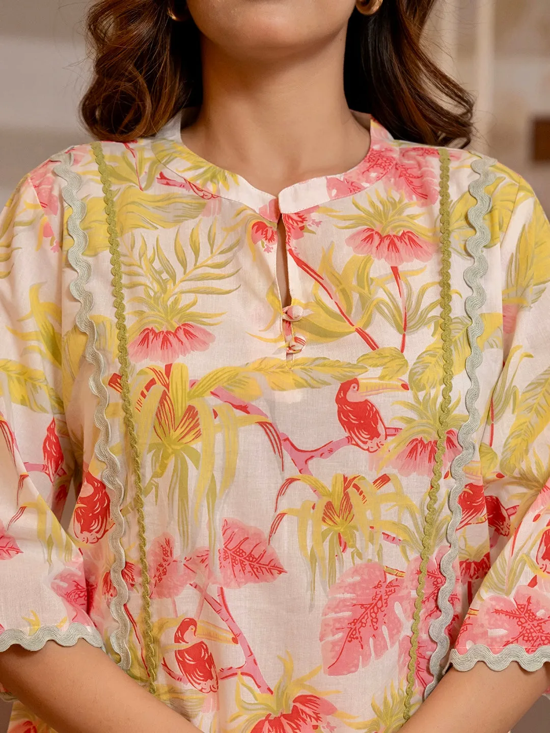 Tropical Pearl Garden Bloom Round Collar Co-Ord Set