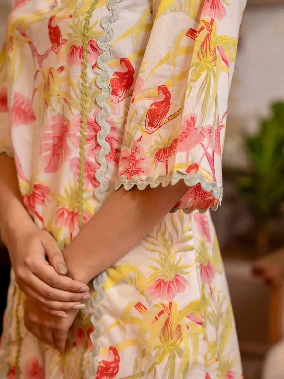 Tropical Pearl Garden Bloom Round Collar Co-Ord Set