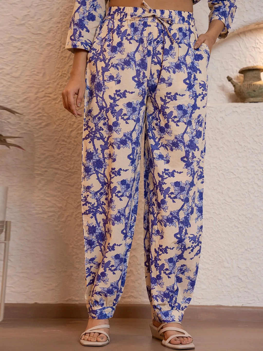 Tropical Sapphire Dream Long Shirt & Patiala Co-Ord Set