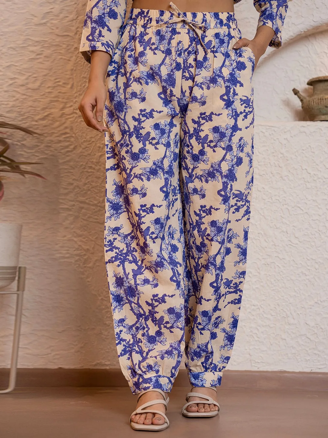 Tropical Sapphire Dream Long Shirt & Patiala Co-Ord Set