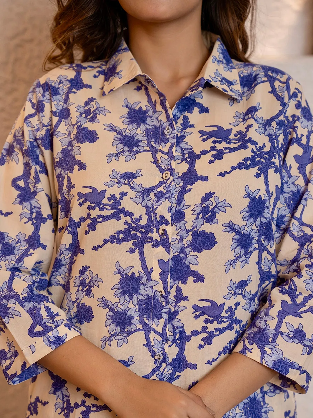 Tropical Sapphire Dream Long Shirt & Patiala Co-Ord Set