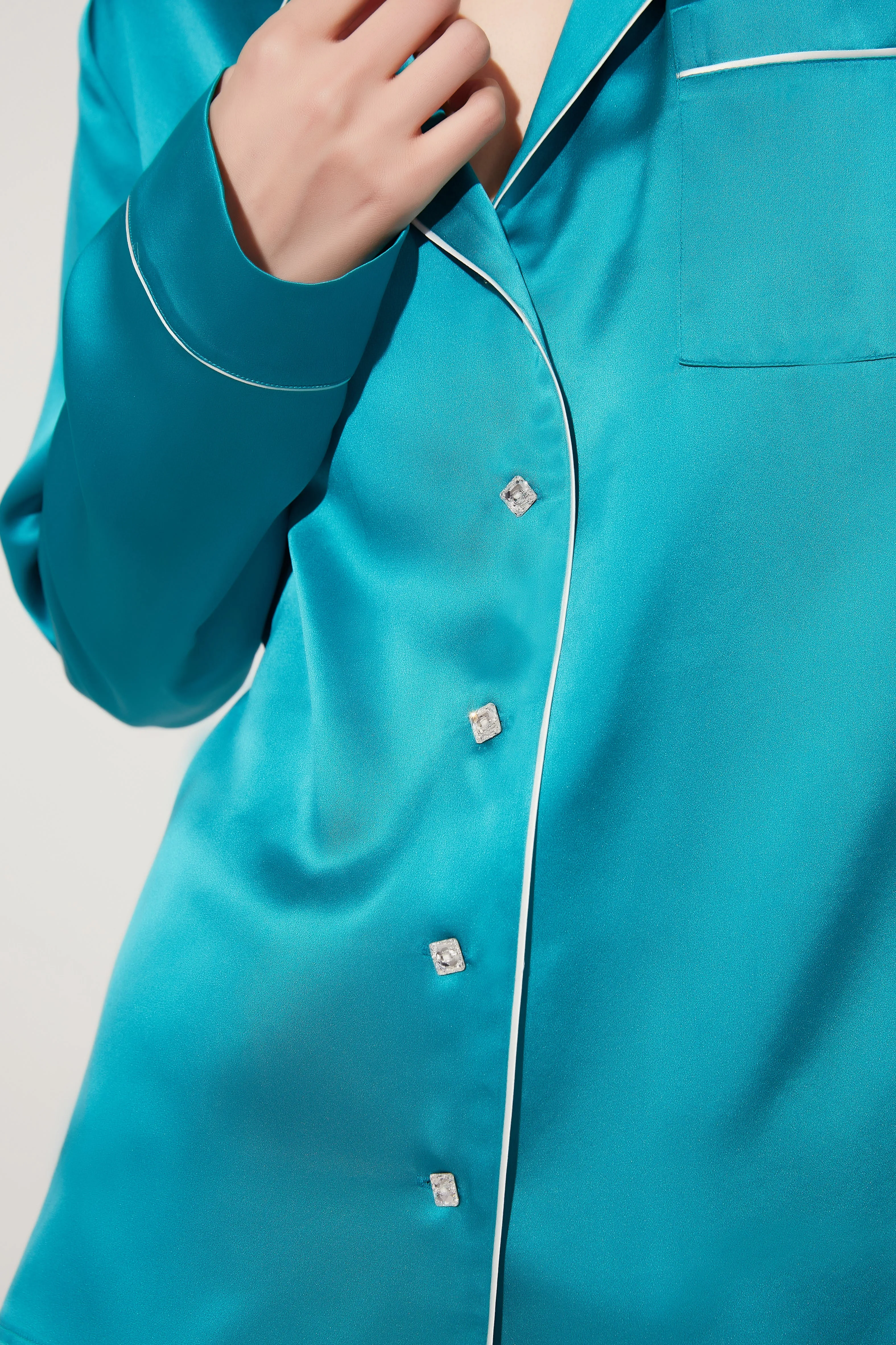 Turquoise Classic Silk Pyjama Set
