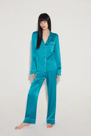 Turquoise Classic Silk Pyjama Set