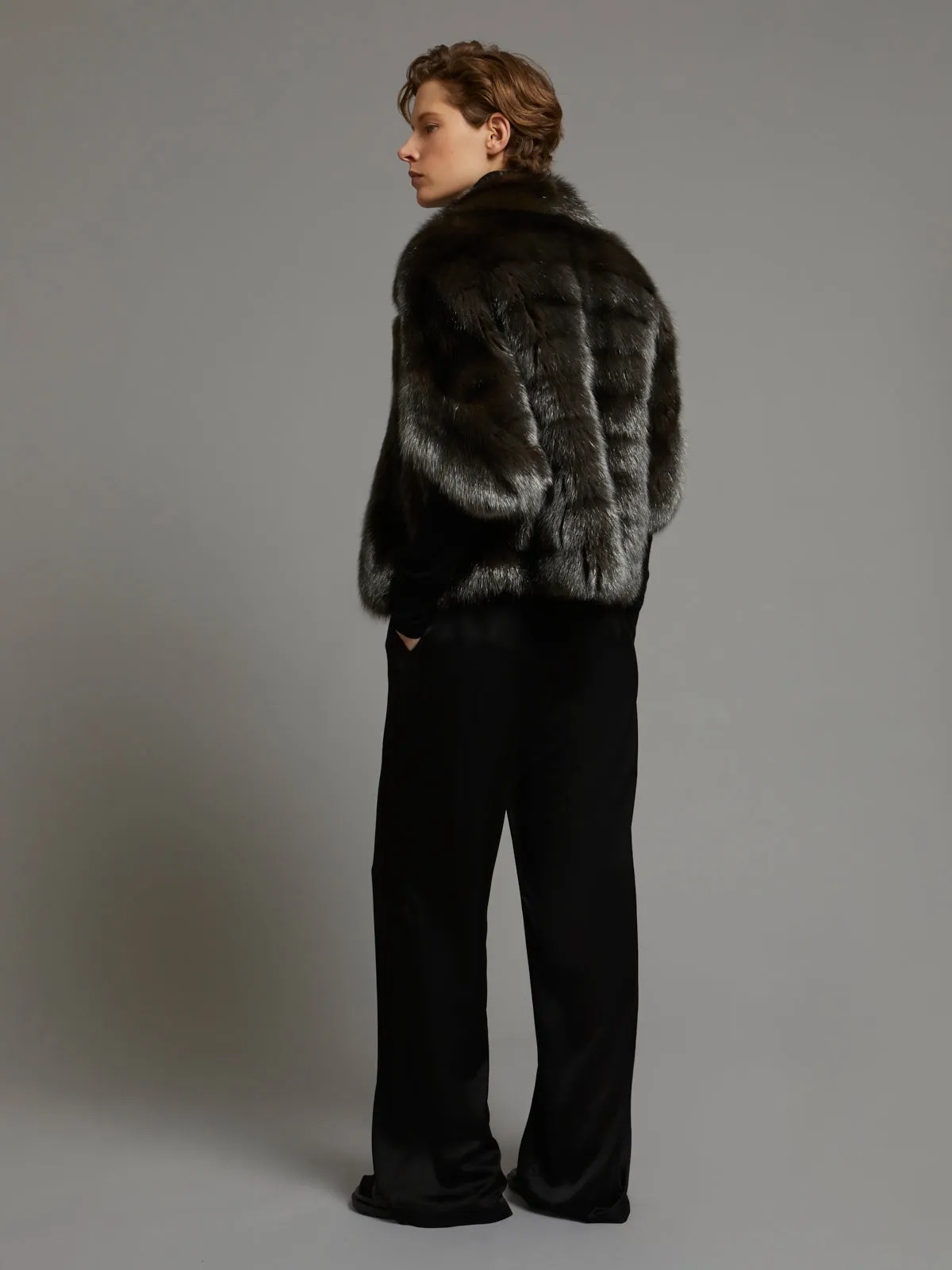 Veste courte à col tailleur en Zibeline Bargouzine