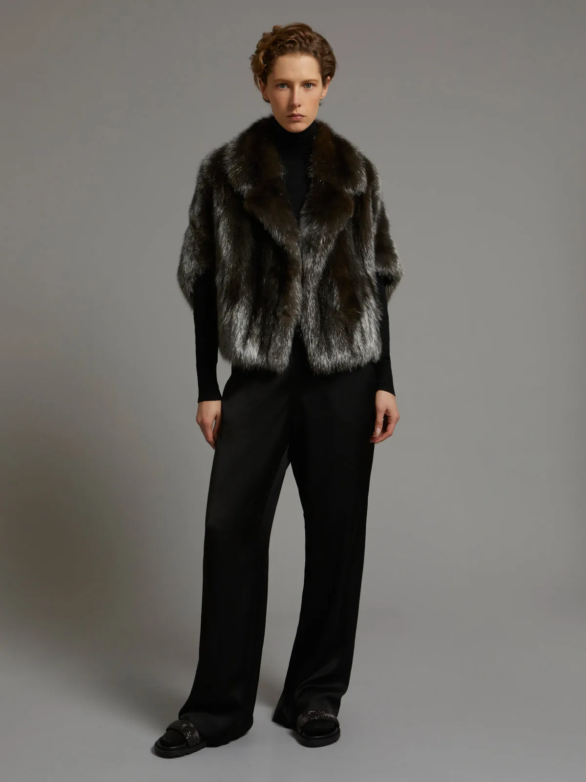 Veste courte à col tailleur en Zibeline Bargouzine
