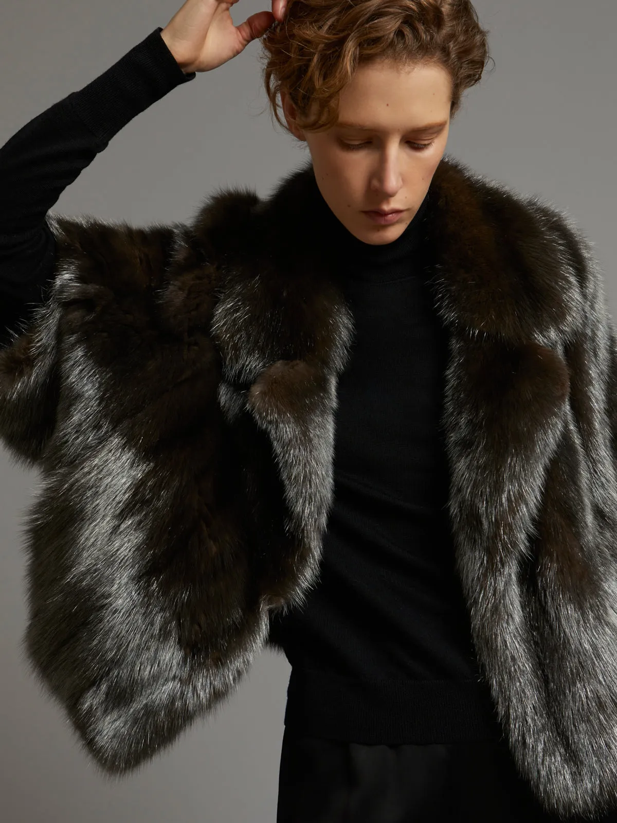 Veste courte à col tailleur en Zibeline Bargouzine